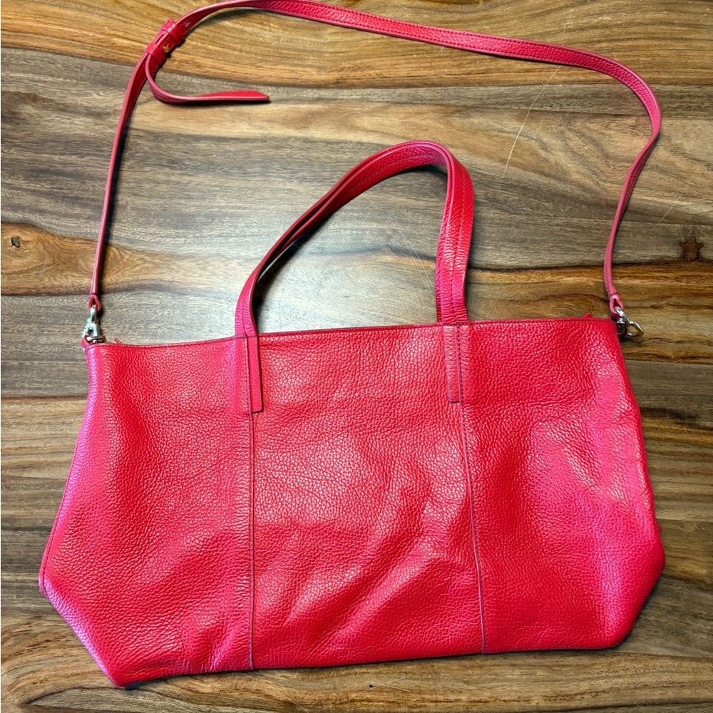 Banana Republic Elegant Red Leather Tote Bag